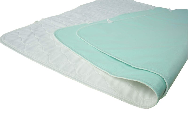 careboree Pack of 2 Careboree Quilted Cotton Top Underpad 34"X52" Reusable Incontinence Bed Pads Washable Durable Waterproof Extra Absorbent Draw Sheet for Mattress - Image 1