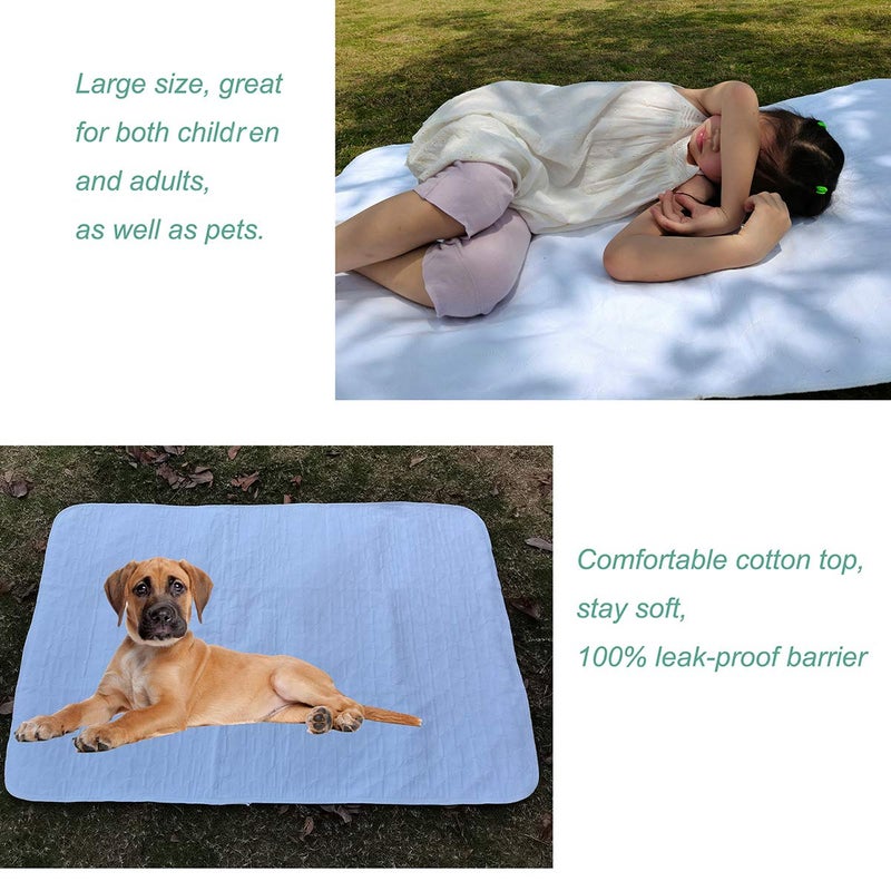 careboree Pack of 2 Careboree Quilted Cotton Top Underpad 34"X52" Reusable Incontinence Bed Pads Washable Durable Waterproof Extra Absorbent Draw Sheet for Mattress - Image 4