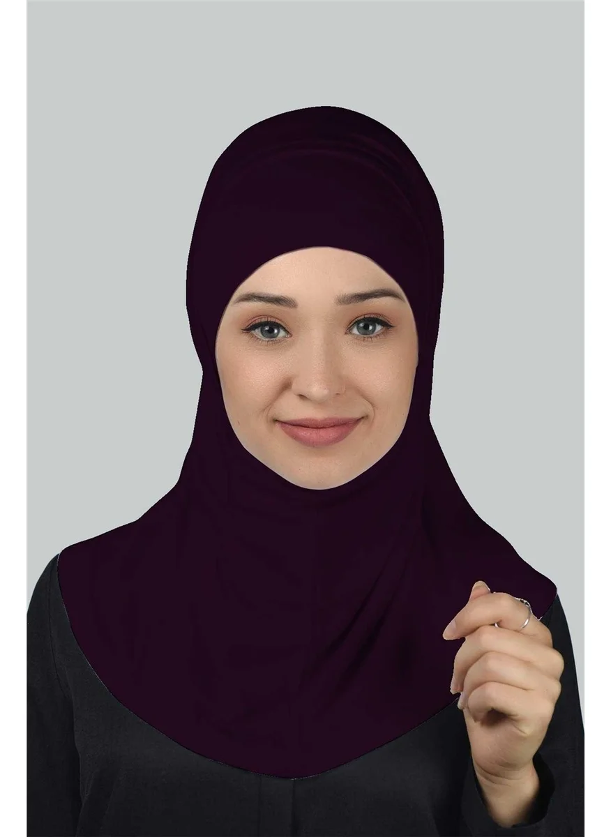 Altobeh Double Set Practical Scarf, Ready-made Turban and Hijab Hijab Bonnet - Plum