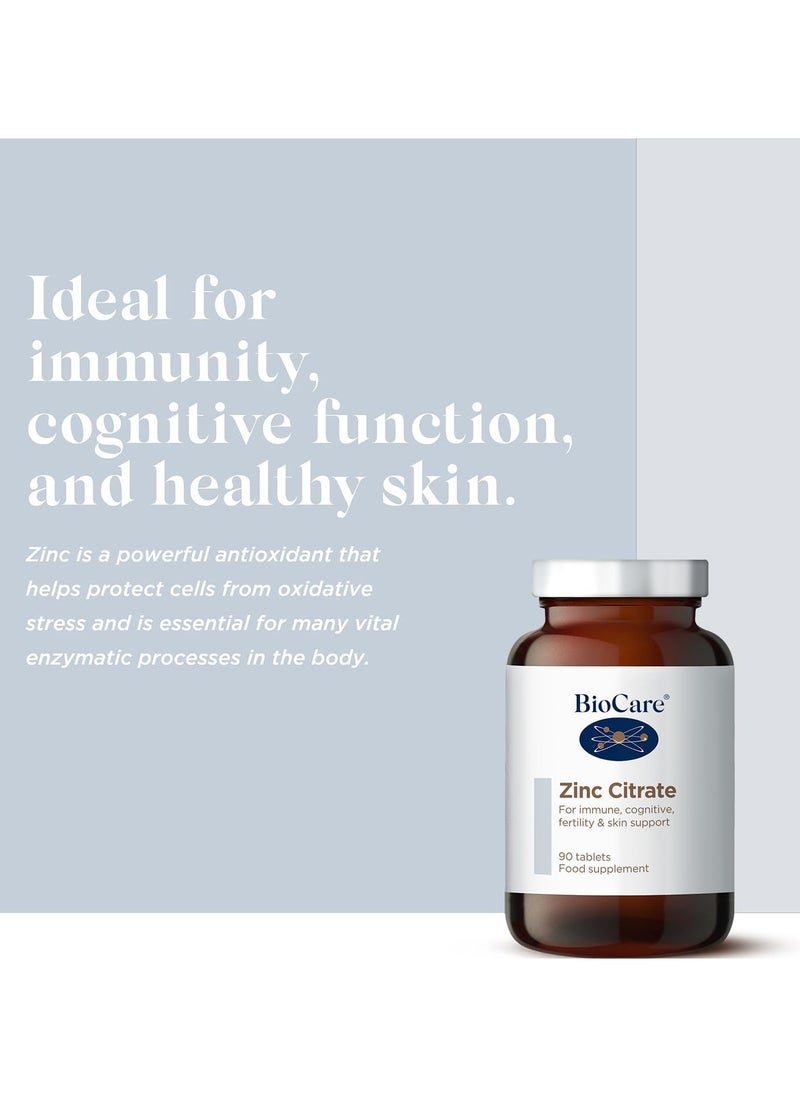 Biocare - Zinc Citrate For Immune Cognitive, Fertility And Skin Support 90 Tablets Food Supplement - Image 1