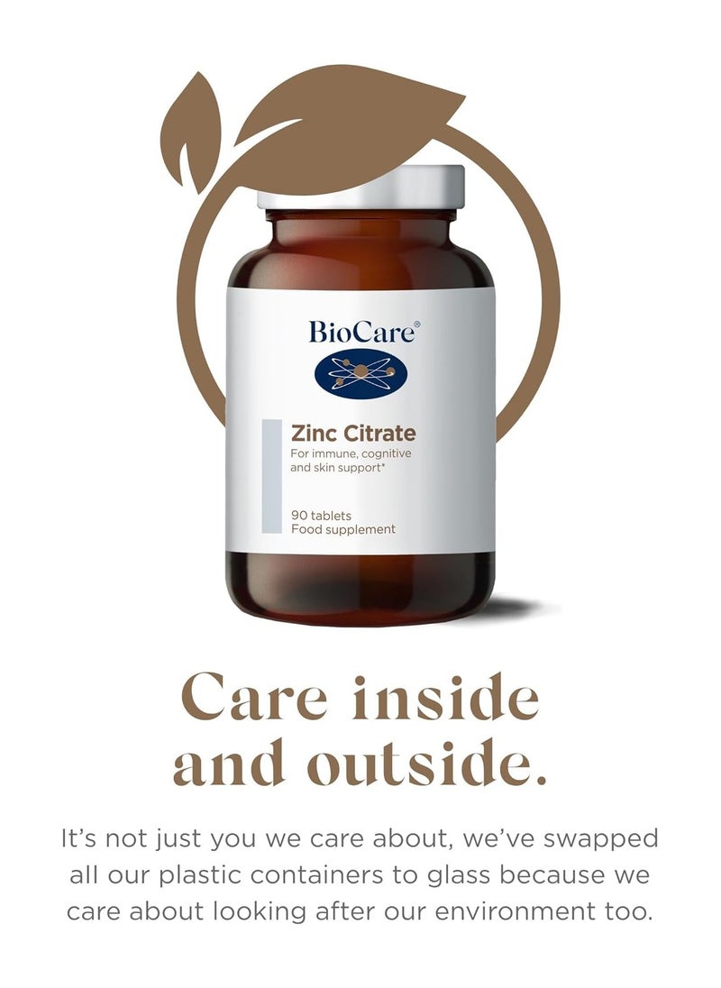 Biocare - Zinc Citrate For Immune Cognitive, Fertility And Skin Support 90 Tablets Food Supplement - Image 1
