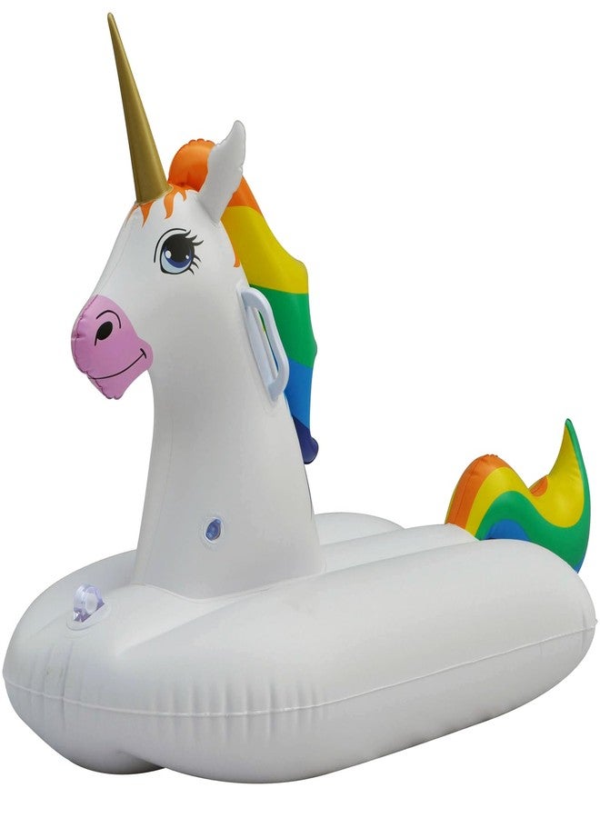 Jet Creations Rainbow Unicorn Design Inflatable Ride On, Pool Water Hill Grass Sliding Sledding, up to 120 lbs, FUN-UNICORNx49 - Image 1