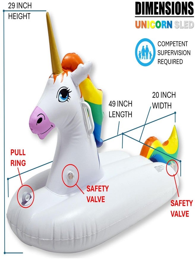 Jet Creations Rainbow Unicorn Design Inflatable Ride On, Pool Water Hill Grass Sliding Sledding, up to 120 lbs, FUN-UNICORNx49 - Image 2