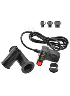 36V/48V Right and Left Electric Bike Handlebar Throttle Grip with Battery Indicator Power Switch Ebike Twist Throttle Handle Thumb Throttle