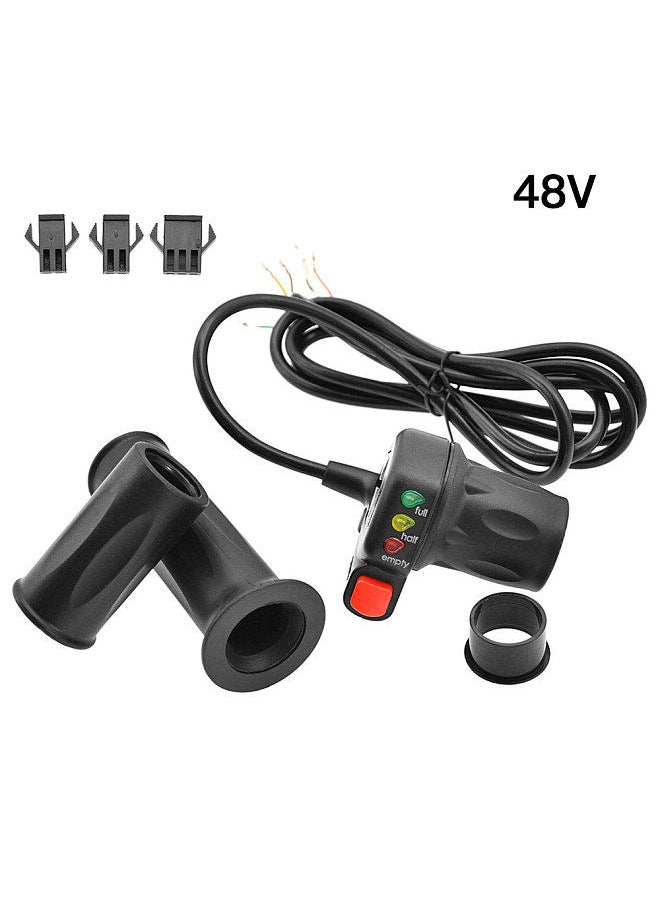 WUXING - 36V/48V Right and Left Electric Bike Handlebar Throttle Grip with Battery Indicator Power Switch Ebike Twist Throttle Handle Thumb Throttle - Image 1