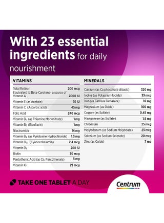 Centrum Women Specially Formulated Multivitamin for Women, 100 Tablets - view 3