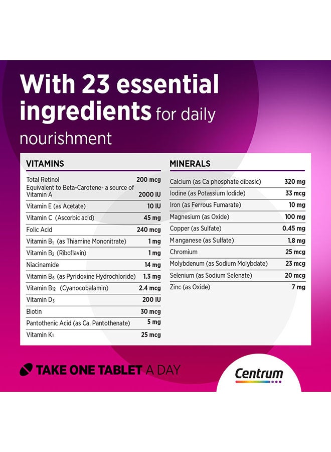 Centrum Women Specially Formulated Multivitamin for Women, 100 Tablets - Image 3