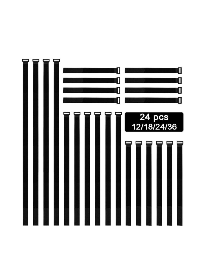 Barakah Equalseal 12" 18" 24" 36" Cable Straps, 24 pcs a Reusable Fastening Hook and Loop Utility Cable Ties Down Wraps Adjustable Cinch Straps - Image 1