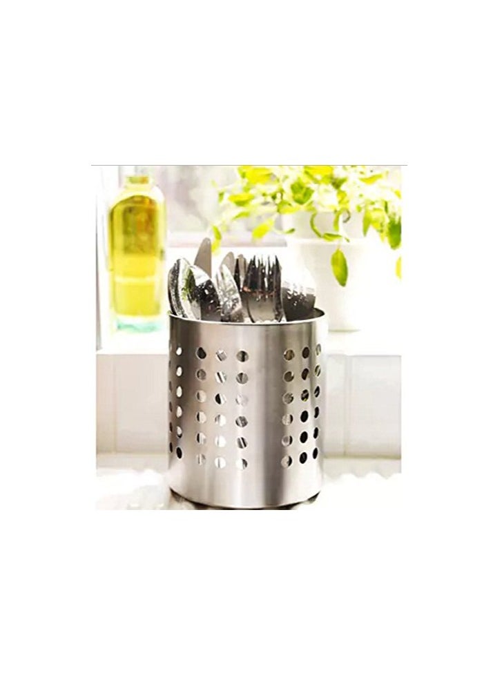 Ayda Stainless Steel Round Spoon Stand/ Cutlery holder 