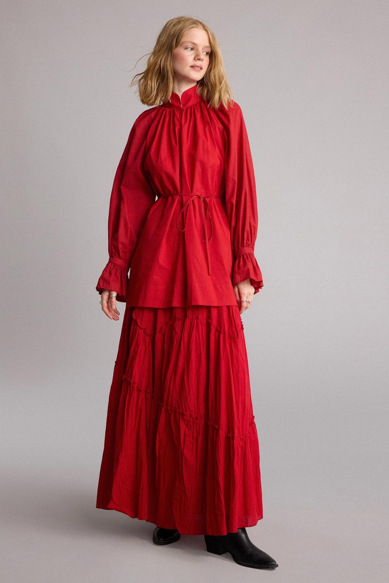 DeFacto Red Woman Manuka x DeFacto Relax Fit Voile Long Sleeve Tunic Casual - Image 3