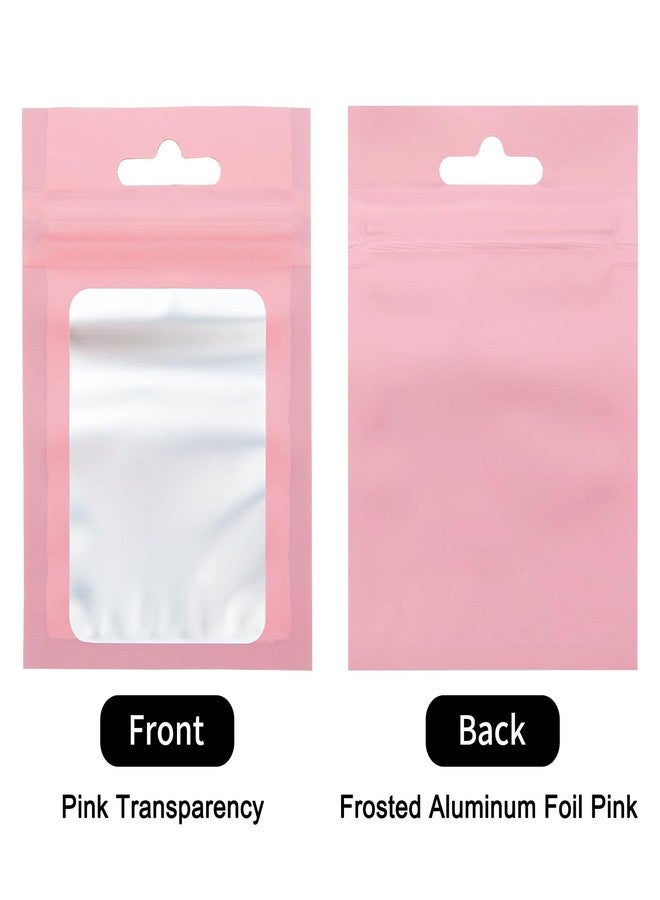 Joycraft 100pcs Mylar Bags - 4x6 Inch, Resealable Zip, Matte Pink Plastic with Clear Window, Cute Small Bags for Jewelry, Candy, Data Cable - Image 3