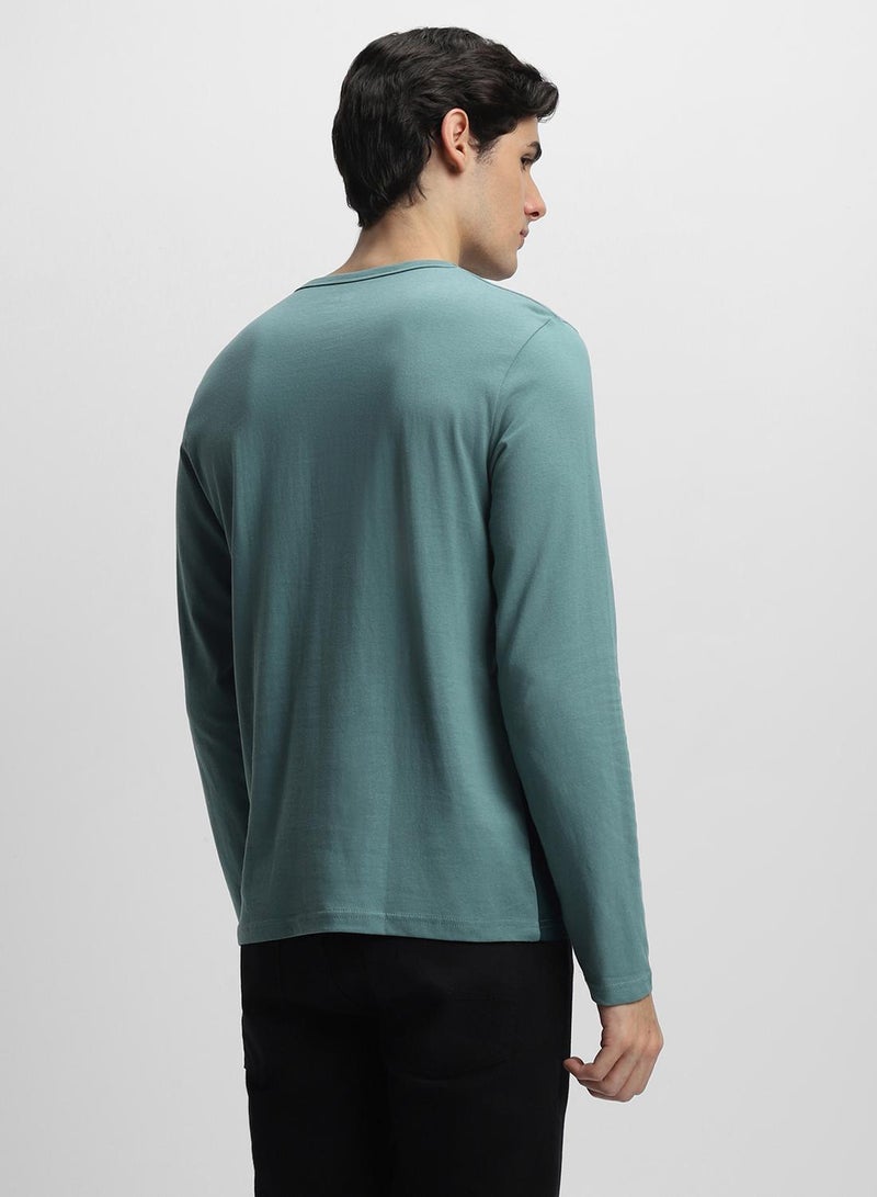 Dennis Lingo Men's Sea Blue 100% Cotton Colourblocked Slim Fit T-Shirt - Image 3