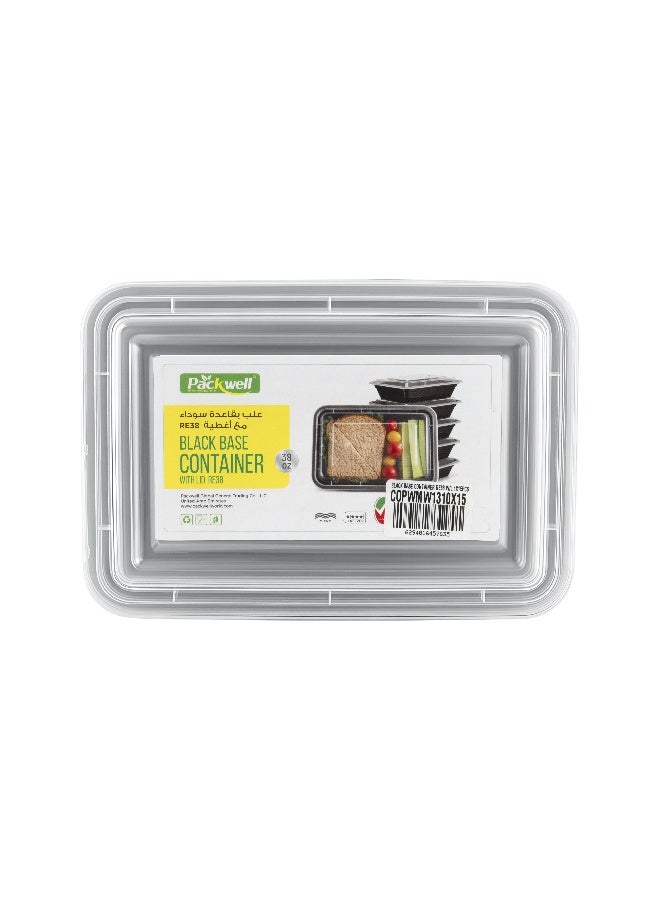 packwell Black Base Container Rectangular 38 & Lid 15 Pcs Combo - Image 3