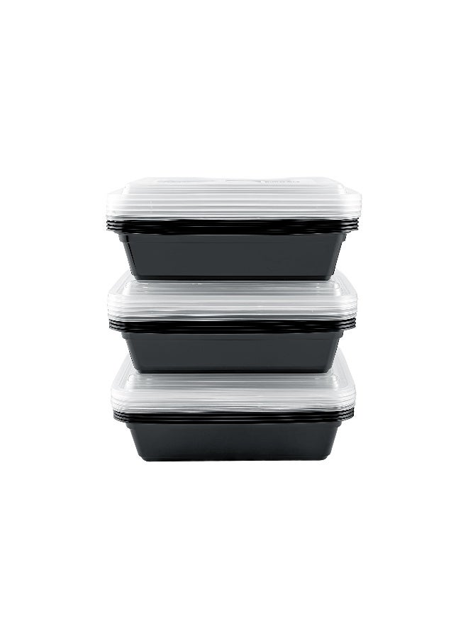 packwell Black Base Container Rectangular 38 & Lid 15 Pcs Combo - Image 1