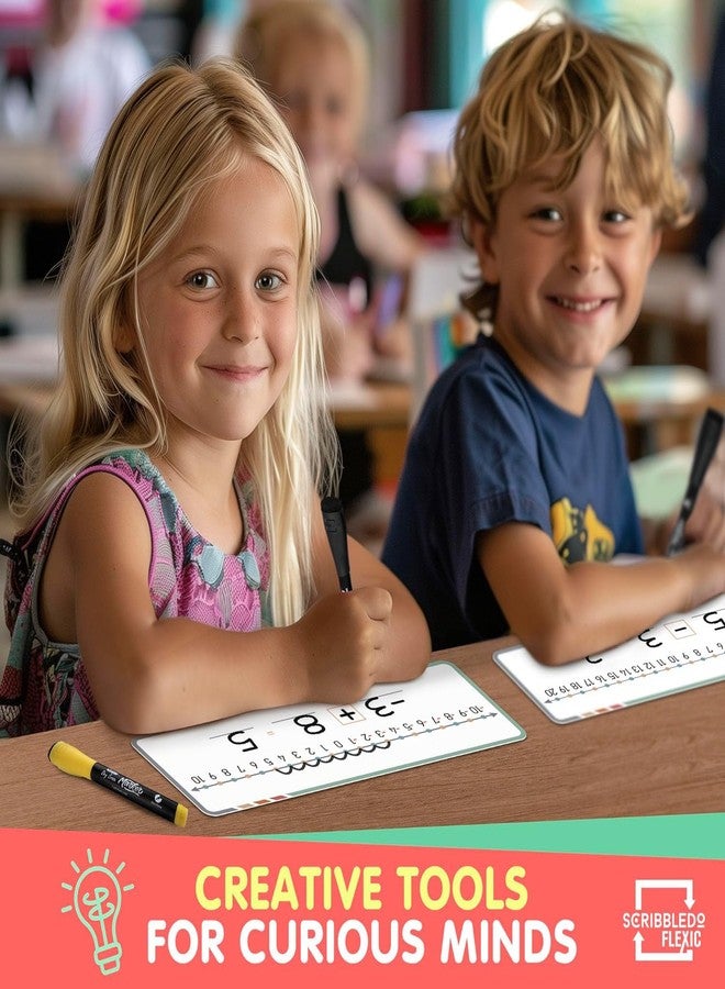 سكريبل دو خط الأعداد السالبة القابل للمسح الجاف من سكريبليدو للطلاب، مقاس 4 بوصات × 12 بوصة، سبورة بيضاء صغيرة قابلة للمسح الجاف، أدوات تعليمية رياضية، خط أعداد الجمع والطرح، لوازم صفية، عبوة للمعلمين، 10 أوراق - Image 2