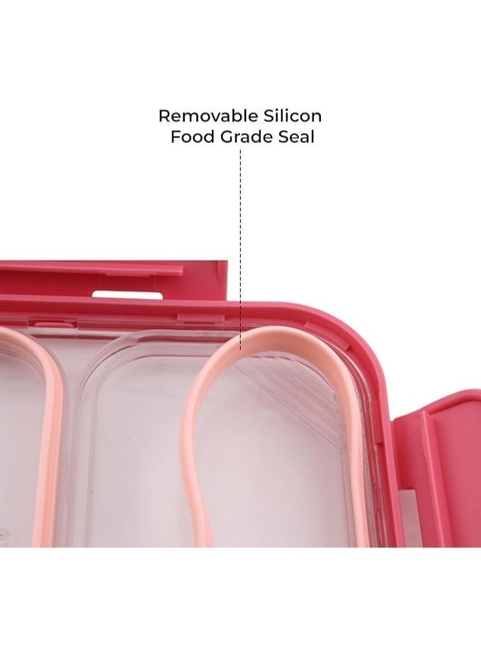 CRAVISTA Stainless Steel Bento Lunch Box, Leak Proof Lunchbox for Kids, BPA Free Bento Box for Kids and Adults | Tiffin for Office and School (Pink, 700 ML, 2 Compartment) - Image 5