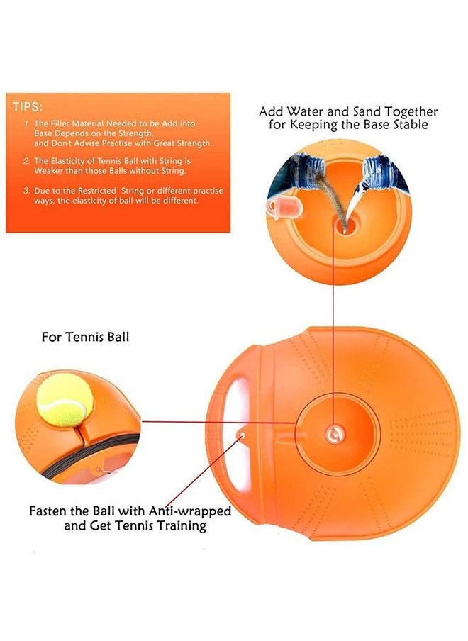 Generic - Solo Tennis Trainer Rebound Ball with String, Portable Tennis Practice Device Tennis Training Tool with 1 Tennis Balls and Practice Elastic Strings for Self-Practice, Beginners, Adults (Orange) - Image 1