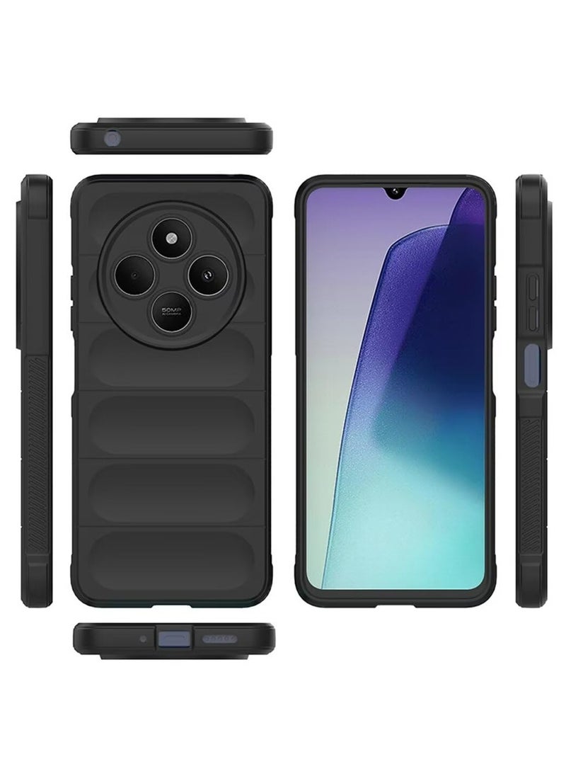 Generic Case Cover for Redmi 14C 4G/Xiaomi POCO C75 4G, Heavy Duty 3D Striped Pattern Sensory Soft Silicone Full Portection Shockproof Phone Case Black  - Image 2