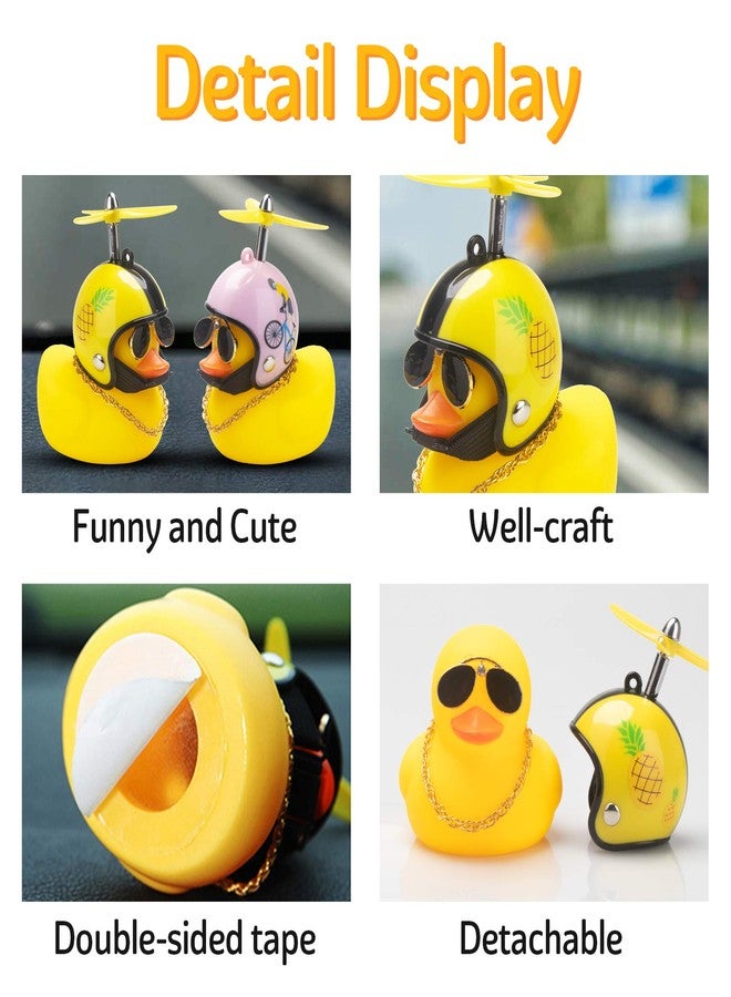 wonuu Rubber Duck Car Decorations Cute Yellow Duck Car Dashboard Ornaments with Propeller (Pineapple-Y) - Image 2