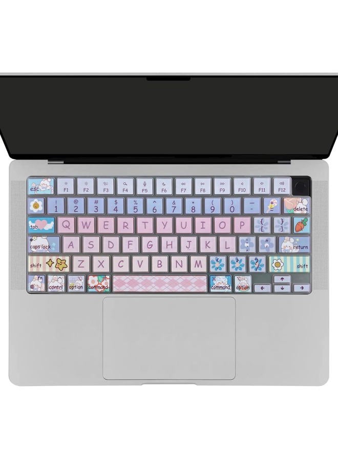 DSINFOYO Cute Silicone Keyboard Cover for 2024 2023 M2 M3 MacBook Air 13.6" 15" A2941 A3114 A2681 A3113, MacBook Pro 14" 16" A2442 A2779 A2918 A2992 A2485 A2780 A2991 M3 M2 M1 Pro/Max, Cute Bunny - Image 3