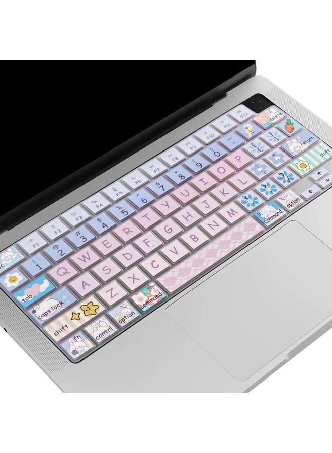 DSINFOYO Cute Silicone Keyboard Cover for 2024 2023 M2 M3 MacBook Air 13.6" 15" A2941 A3114 A2681 A3113, MacBook Pro 14" 16" A2442 A2779 A2918 A2992 A2485 A2780 A2991 M3 M2 M1 Pro/Max, Cute Bunny - Image 4
