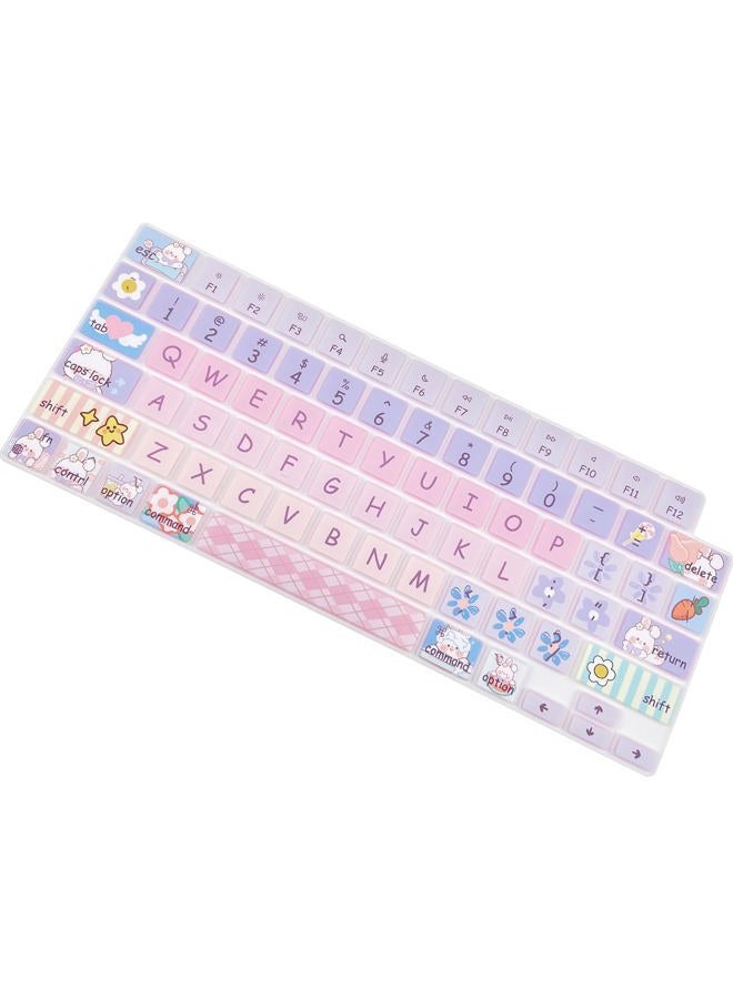 DSINFOYO Cute Silicone Keyboard Cover for 2024 2023 M2 M3 MacBook Air 13.6" 15" A2941 A3114 A2681 A3113, MacBook Pro 14" 16" A2442 A2779 A2918 A2992 A2485 A2780 A2991 M3 M2 M1 Pro/Max, Cute Bunny - Image 2