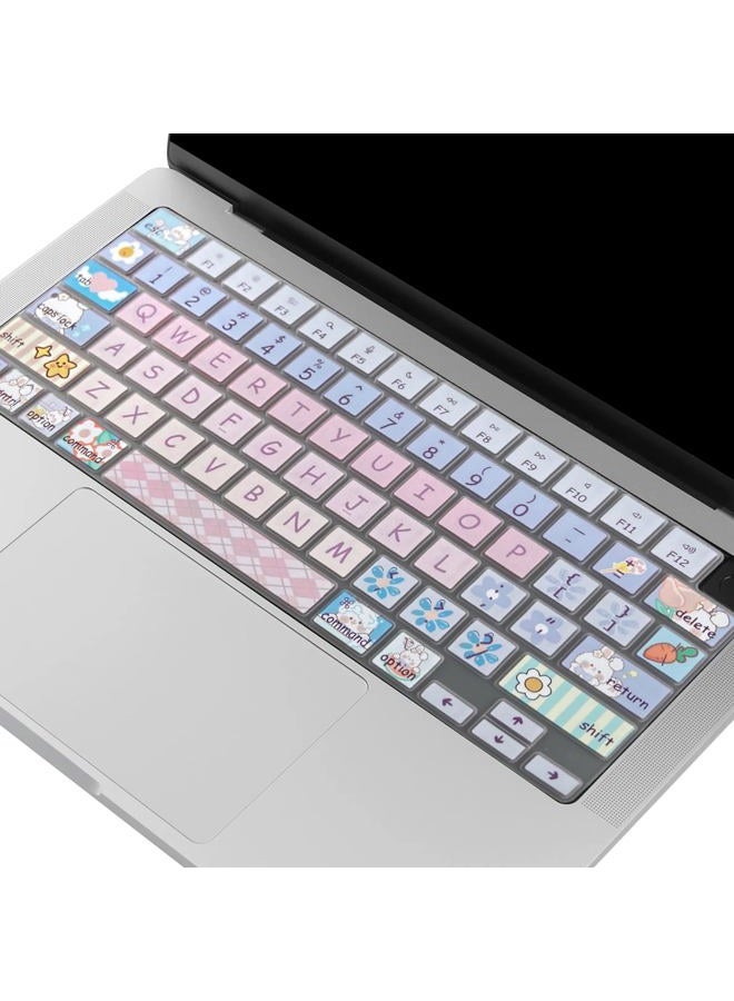 DSINFOYO Cute Silicone Keyboard Cover for 2024 2023 M2 M3 MacBook Air 13.6" 15" A2941 A3114 A2681 A3113, MacBook Pro 14" 16" A2442 A2779 A2918 A2992 A2485 A2780 A2991 M3 M2 M1 Pro/Max, Cute Bunny - Image 5
