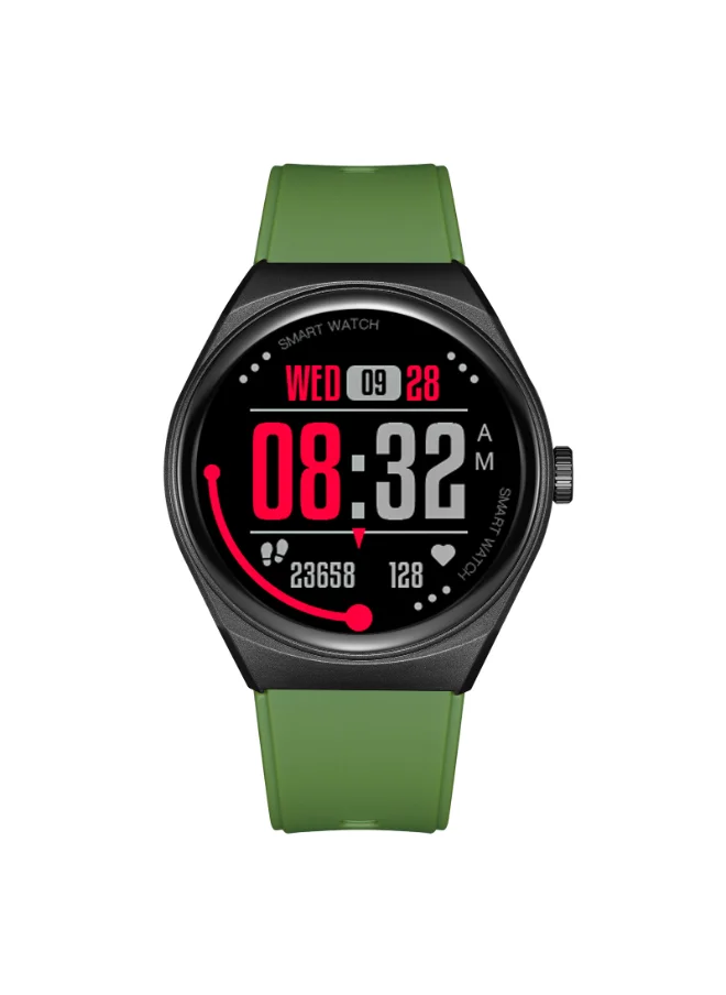 KENNETH SCOTT Unisex's Smart Display Watch With Black & Olive Green Silicone Strap - KG10SE-XSBBH