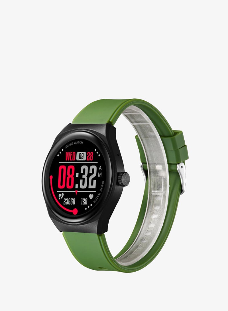 KENNETH SCOTT Unisex's Smart Display Watch With Black & Olive Green Silicone Strap - KG10SE-XSBBH - Image 3