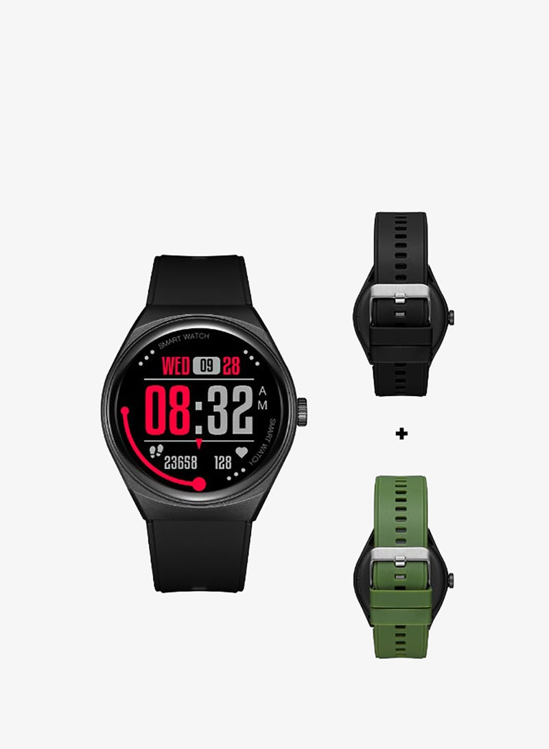 KENNETH SCOTT Unisex's Smart Display Watch With Black & Olive Green Silicone Strap - KG10SE-XSBBH - Image 2