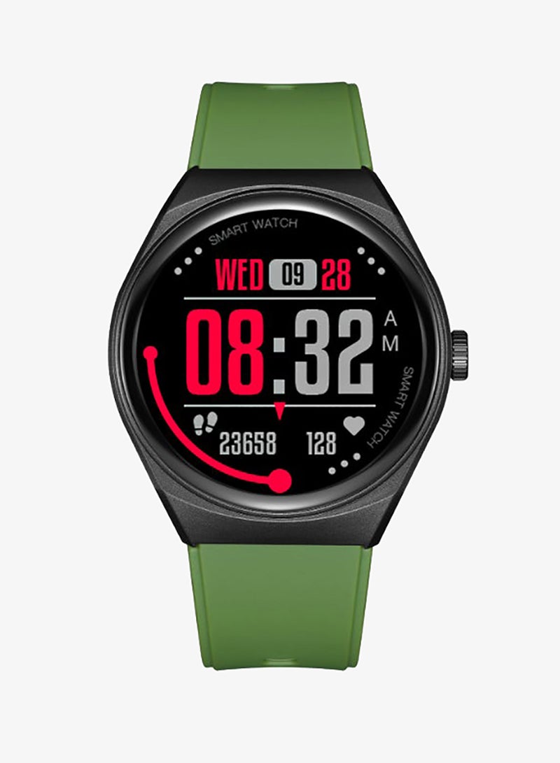 KENNETH SCOTT Unisex's Smart Display Watch With Black & Olive Green Silicone Strap - KG10SE-XSBBH - Image 1