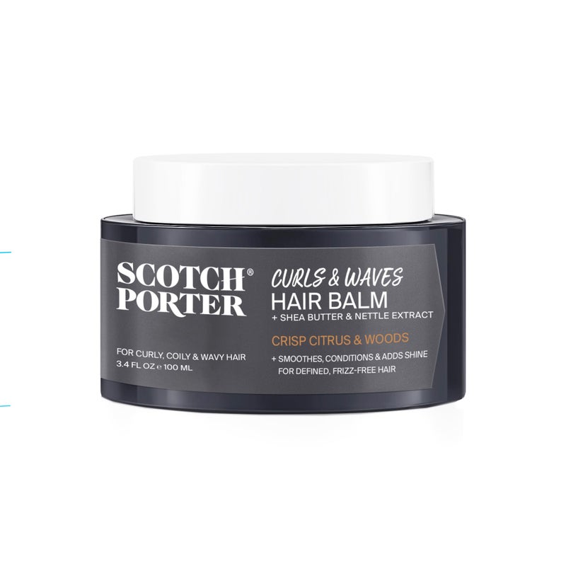 Scotch Porter Curls & Waves Smoothing Hair Balm for Men | Instantly Controls, Moisturizes, Defines & Adds Shine | Free of Parabens, Sulfates & Silicones | Vegan | 3.4oz - Image 1