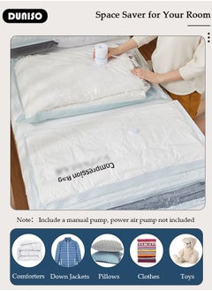 DUNISO 100*80 cm Vacuum Storage Bags-5 Compression Bags Pump Needed Reusable Compression Bags Space Saver Home Packing Organizers for Packing, Clothes, Comforters, Blankets  - Image 3