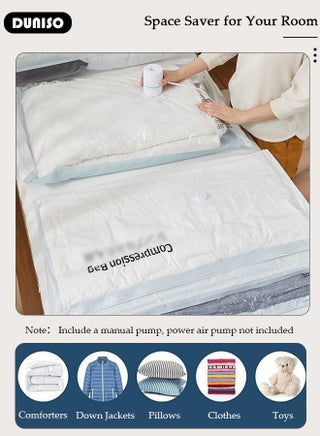 100*80 cm Vacuum Storage Bags-5 Compression Bags Pump Needed Reusable Compression Bags Space Saver Home Packing Organizers for Packing, Clothes, Comforters, Blankets - view 3