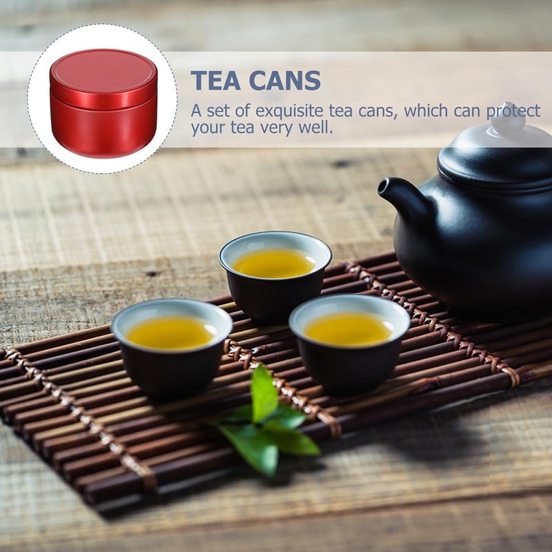 10pcs Small Red Tinplate Tea Leaf Cans Metal Tea Jars with Lid Airtight Sealed Canisters for Loose Storage and Kitchen Organization - Image 4