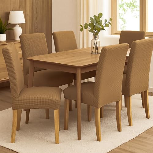 Aertiavty Chair Covers for Dining Room Set of 8 Kitchen Seat Covers, Dining Room Chair Covers Chair Slipcover for Parsons Chair, Camel - Image 2