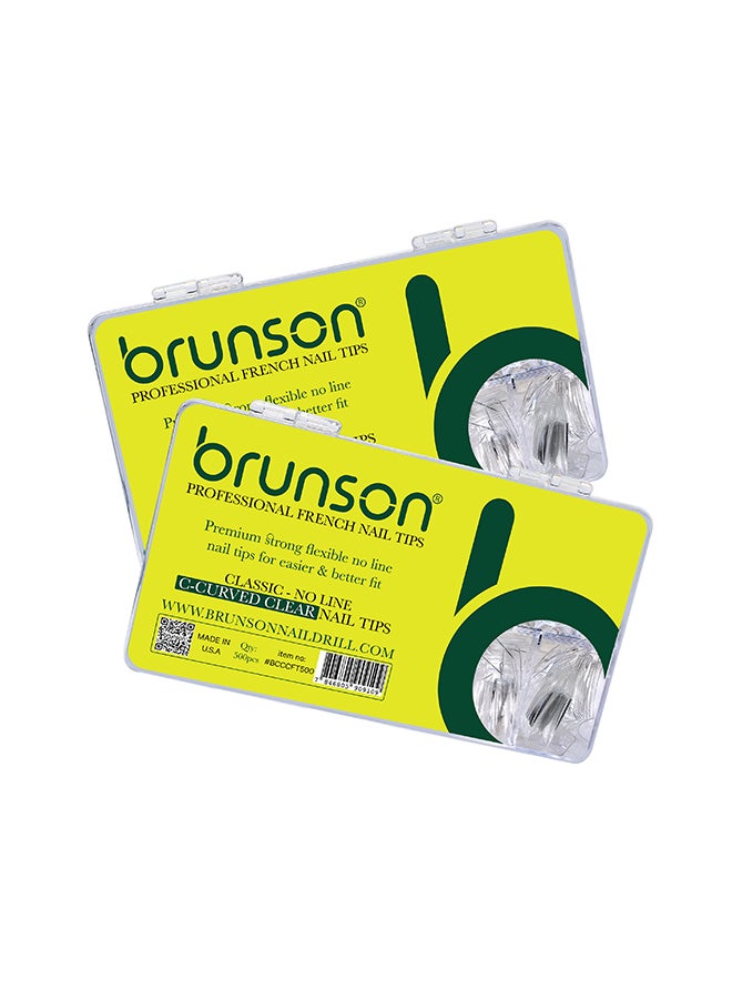 brunson أطراف أظافر صناعية كلاسيكية فرنسية بدون خطوط على شكل حرف C، 500 قطعة BCCCFT500 - Image 1