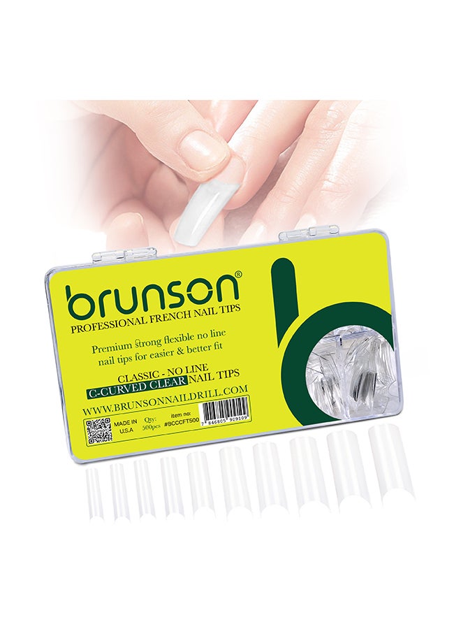 brunson أطراف أظافر صناعية كلاسيكية فرنسية بدون خطوط على شكل حرف C، 500 قطعة BCCCFT500 - Image 2