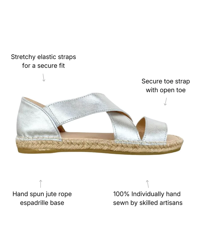 Shoeq Silver Beach Espadrille for Women | Best Price UAE