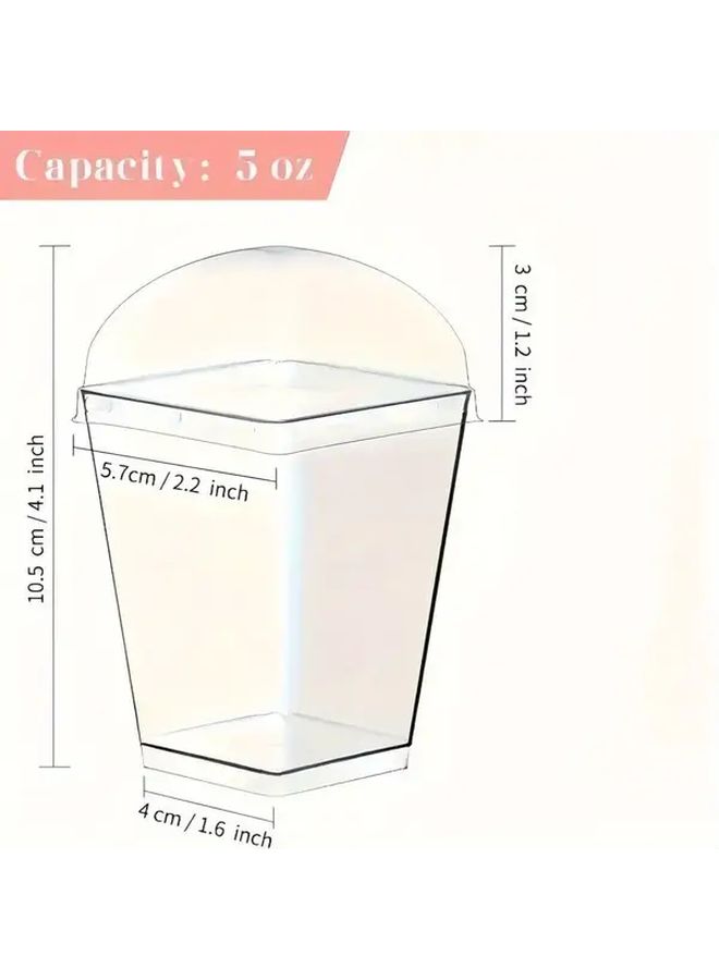 30 Pack 5oz Square Dessert Cups with Lids and Spoons BPA Free Leak Proof Clear Reusable Containers for Parties - Image 2