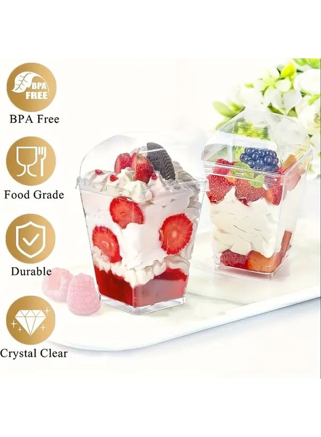 30 Pack 5oz Square Dessert Cups with Lids and Spoons BPA Free Leak Proof Clear Reusable Containers for Parties - Image 3