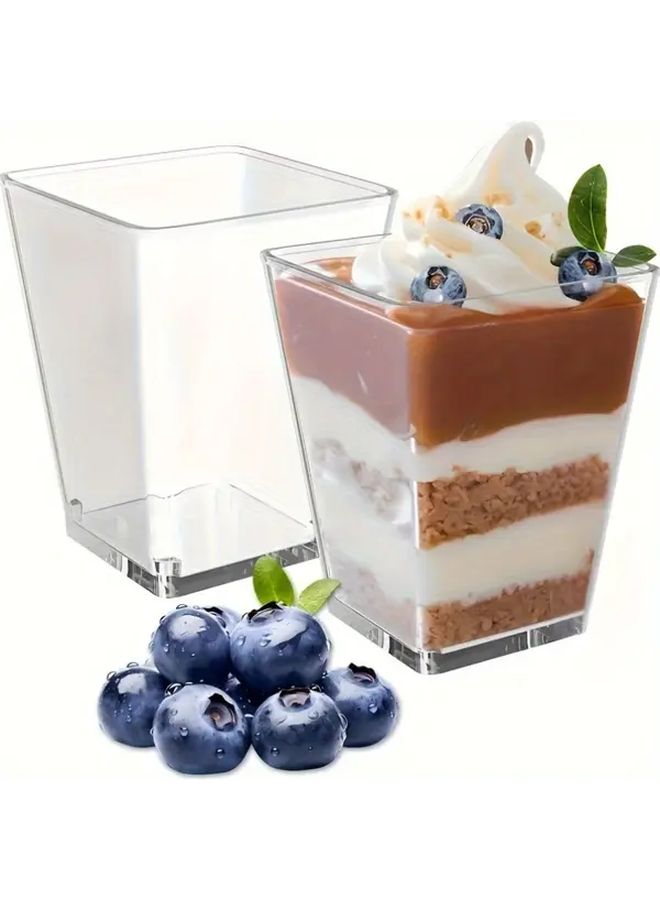 30 Pack 5oz Square Dessert Cups with Lids and Spoons BPA Free Leak Proof Clear Reusable Containers for Parties - Image 5