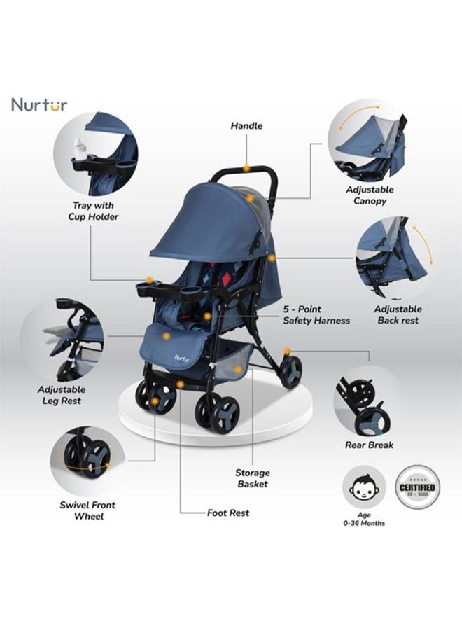 Ryder Light Weight Baby Stroller With Storage Basket, Detachable Food Tray - Image 2
