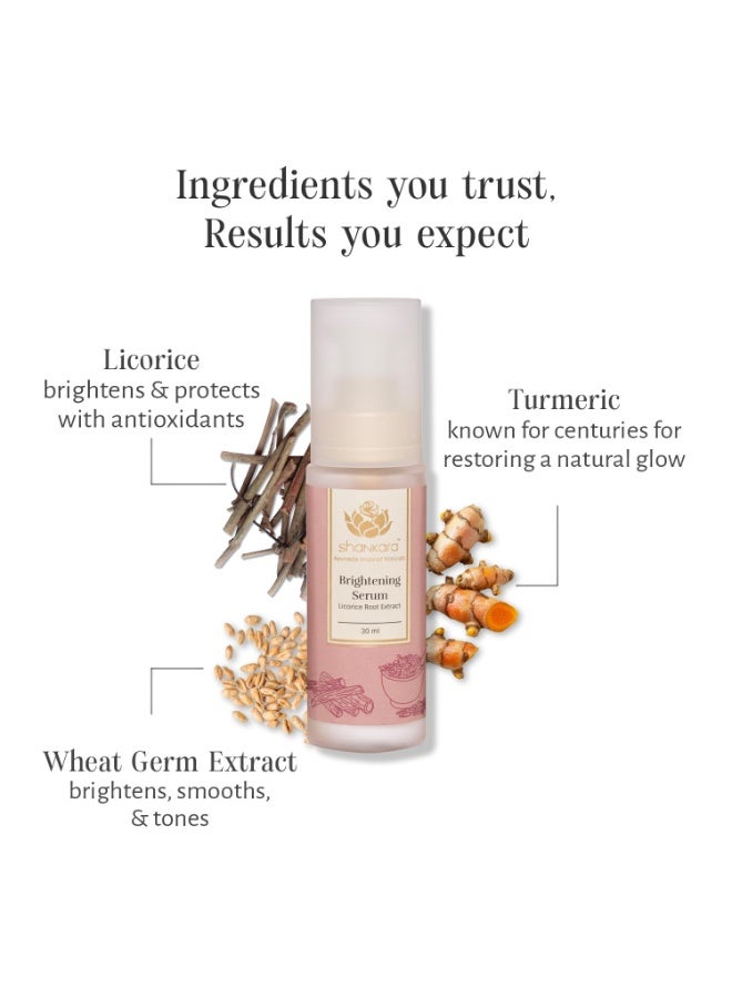 Shankara Brightening Face Serum for Glowing Skin, Reduces Pigmentation, Lightens Dark Spots & Blemishes | Luxury Ayurveda formula with Licorice, Turmeric & Wheat Germ Extract | For Men & Women All Skin Type-30 ml - Image 3