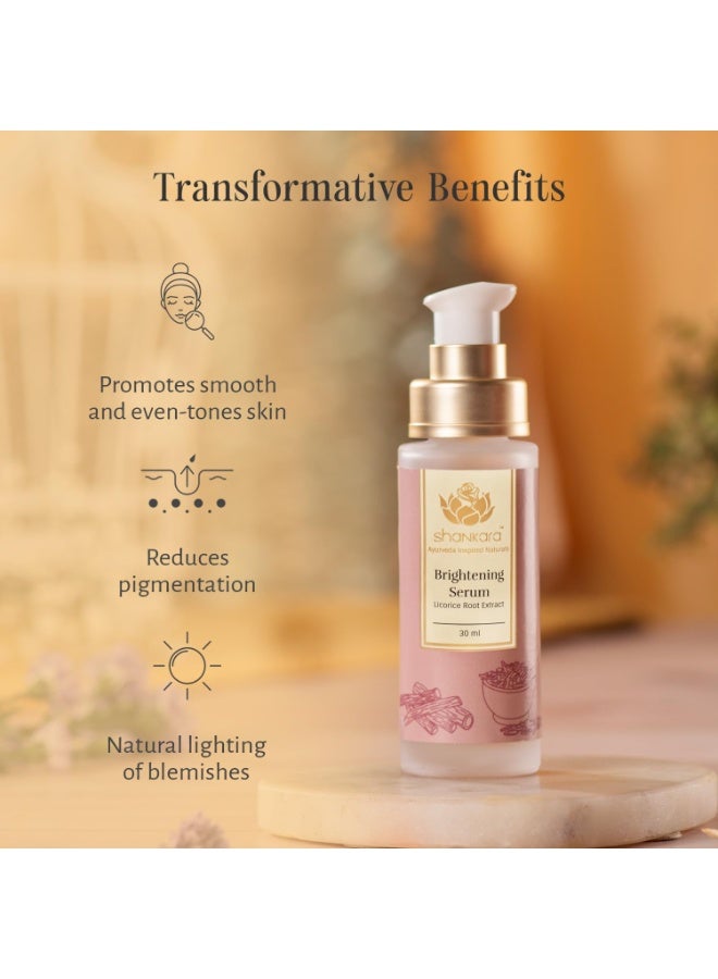 Shankara Brightening Face Serum for Glowing Skin, Reduces Pigmentation, Lightens Dark Spots & Blemishes | Luxury Ayurveda formula with Licorice, Turmeric & Wheat Germ Extract | For Men & Women All Skin Type-30 ml - Image 2