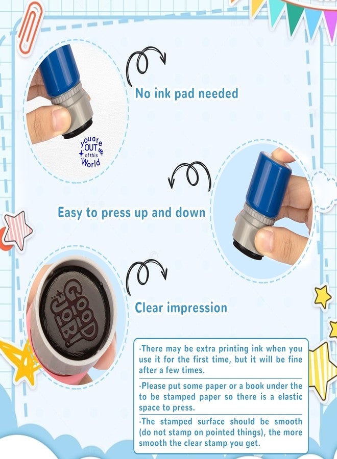 Fuceury 6 Pieces Colorful Self-Ink Teacher Stamps for Motivation, Behavior, and Pictures - Image 3