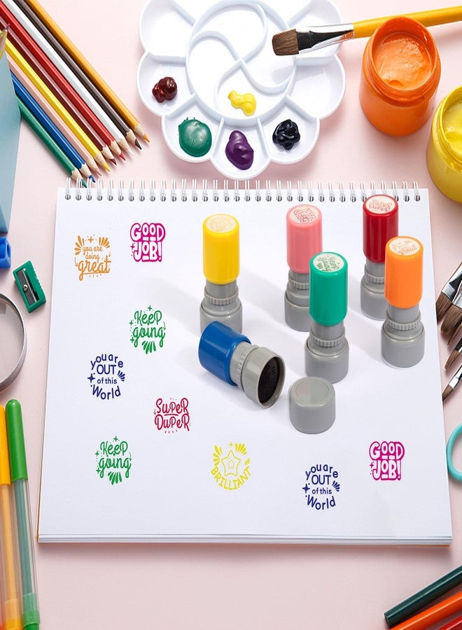 Fuceury 6 Pieces Colorful Self-Ink Teacher Stamps for Motivation, Behavior, and Pictures - Image 4