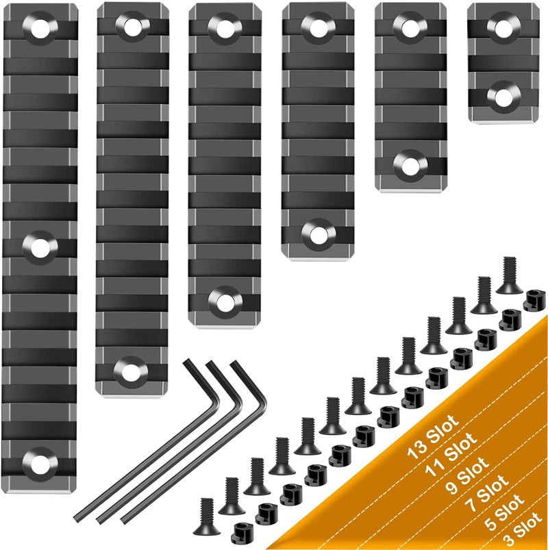 FENTUK Single Keymod Picatinny Rails Set 3 5 7 9 11 13 Slot with 13 T-Nuts & 13 Screws, 3 Allen Wrench - Black - Image 2