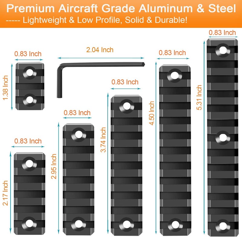 FENTUK Single Keymod Picatinny Rails Set 3 5 7 9 11 13 Slot with 13 T-Nuts & 13 Screws, 3 Allen Wrench - Black - Image 3