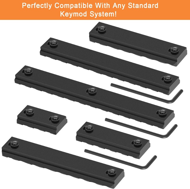 FENTUK Single Keymod Picatinny Rails Set 3 5 7 9 11 13 Slot with 13 T-Nuts & 13 Screws, 3 Allen Wrench - Black - Image 4